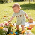thumbnail image 5 of CAICJ98 Baby Toddler Boy Summer Clothes Mallard Duck Embroidery Stripe Short Sleeve T-Shirts Shorts Sets Infant Outfits (Light Green,18-24 Months), 5 of 7