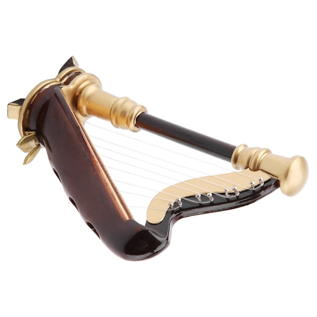 Dioche Miniature Instruments, Miniature Harp, Musical Gifts Desktop Ornament For Music Lover Home Craft Decoration Friends