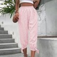 thumbnail image 2 of Pantalones Capris con cordón para mujer, pantalones pitillo de cintura elástica sueltos con cordón estampado informal de verano a la moda Odeerbi ODB-2, 2 of 9