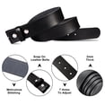 thumbnail image 2 of HJONES Men’s Replacement Belt no Buckle Belt Strap, Men's Leather Belt with Silver Snap On Belt Without Buckle 1 1/2” Wide(Black,38inch), 2 of 7