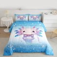 thumbnail image 2 of Manfei 3D Kawaii Axolotl Queen Comforter Set for Kids, Dreamy Blue Stars Print Bedding Sets, Dreamy Animal Reversible Bedding Comforter Set, Microfiber Bedroom Decor, 3pcs, 2 of 8