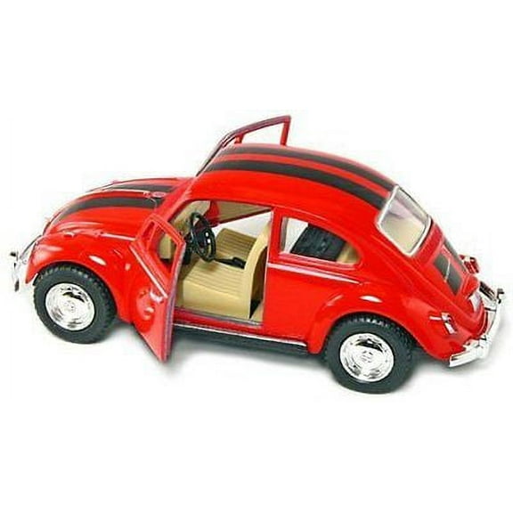 5" Kinsmart Volkswagen Beetle VW Bug w/ Stripes Diecast Model Toy 1:32 Red