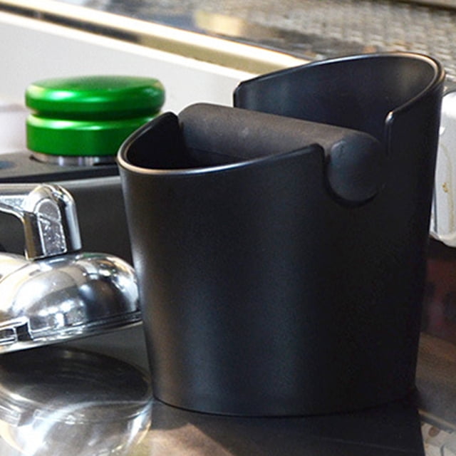 Coffee Ground Container Coffee Knock Box with Rubber Bar, Black Coffee Making Accessories