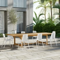 Haifa 9-Piece Solid Wood |100% FSC Certified w/ Teak Finish| Extendable Patio Dining Set