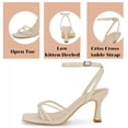 thumbnail image 4 of Women  Square Toe Kitten Heel Sandals   Ankle Strap Buckle Closure, Open Back Design, Open Toe Summer Dress Sandals, 4 of 4