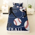 thumbnail image 3 of Castle Fairy Eat Sleep Baseball Twin Sheets 3pcs, Sport Theme Bedding, Navy White,1 Fitted Sheet, 1 Flat Sheet and 1 Pillowcase, 3 of 6