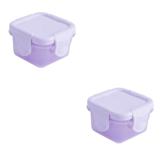 MOQIN Lot de 2 Mini Contenants Alimentaires en Plastique Sans BPA / Boîtes à Lunch Empilables Hermétiques pour Enfants / Pots à Collation Carrés Portables pour Collations Scolaires, Restes et Organisation de Garde-Manger, 150ml