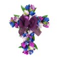 thumbnail image 4 of Wreath Puerta delantera Corona Centro de mesa Centro de flores artificiales Decoración de Pascua para ventana del festival afuera Arco púrpura, 4 of 8