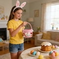 thumbnail image 5 of YHAICO Easter Candy Eggs Small Flower Basket Egg Buckets Gifts Tote Bags Egg Hunt for Spring Theme Party Favors(Macron Color) Cord Basket for Countertop Coffee Table Cosmetics and Miscellaneous, 5 of 6