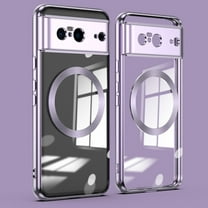 TECH CIRCLE for Google Pixel 8 Magnetic Case Compatible with Mag Safe,Fashion Crystal Clear Non-Yellowing Slim Case Plating Edge Ultra Thin Dustproof Protective Case Cover for Google Pixel 8,Purple