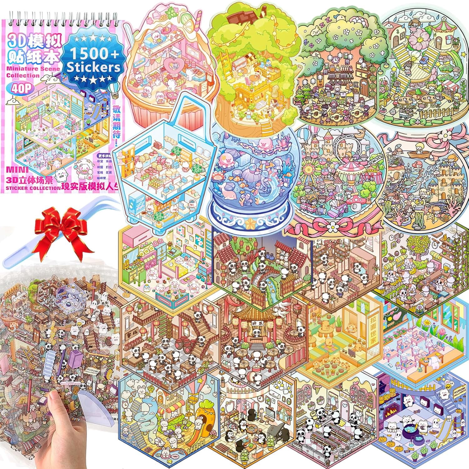 3D DIY Sticker Scenes 40 Sets DIY 3D Sticker Scene Collection, Cute ...