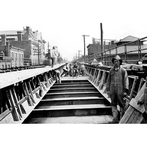 Train Tracks Under Construction, Philadelphia, PA-Fine Art Canvas Print (20" x 30")