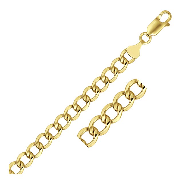 6.2mm 14k Yellow Gold Curb Chain 22 in