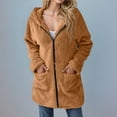 thumbnail image 5 of HAiming Women's Winter Coats Solid Color Long Sleeve Lapel Fleece Jacket Casual Trendy Loose Outerwear with Pockets, 5 of 9