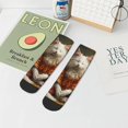 thumbnail image 5 of Salouo Haystack Meditating Cat Pattern Unisex Middle Tube Socks,Middle-Finger Knee High Socks Over The Calf Tube Stocking Crew Stockings for Women and Men Tube Socks, 5 of 8