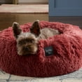 thumbnail image 4 of NICOLE MILLER NEW YORK PET Ellie Fuzzy Solid Donut Pet Bed, Plush, Cozy & Calming, Water Repellent, Non-Slip Bottom, 100% Machine Washable, Burgundy Rose, X-Small 19"x19"x7" Round, 4 of 13