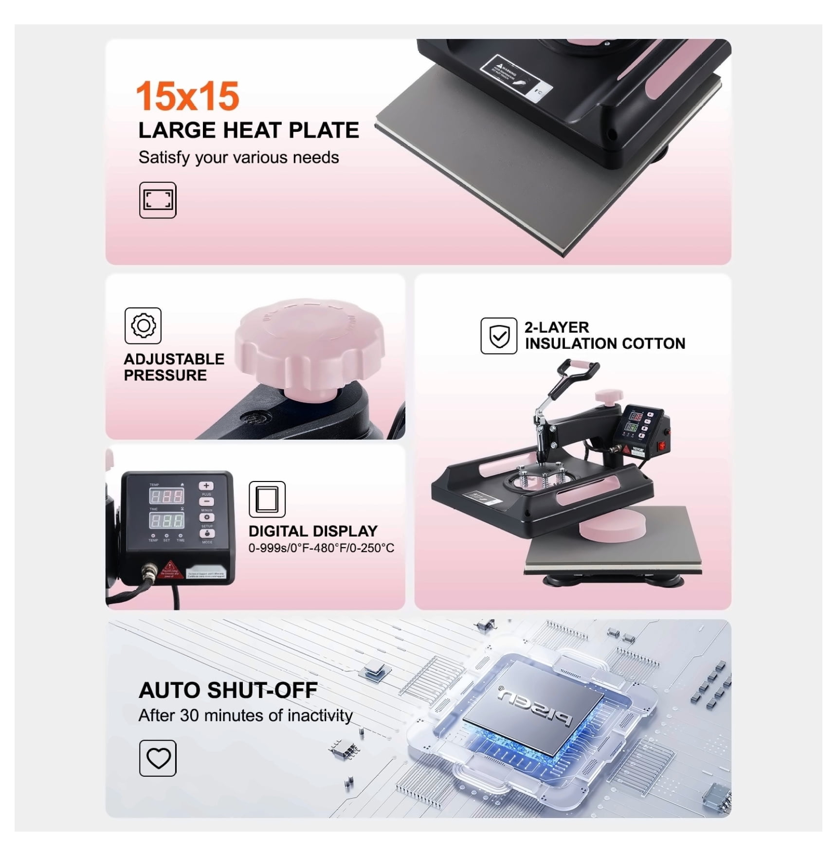 8 in 1 Heat Press Machine 15x15", 30oz Tumbler Press for T-Shirts, Hats, Mugs - Versatile DIY Heat Transfer Press