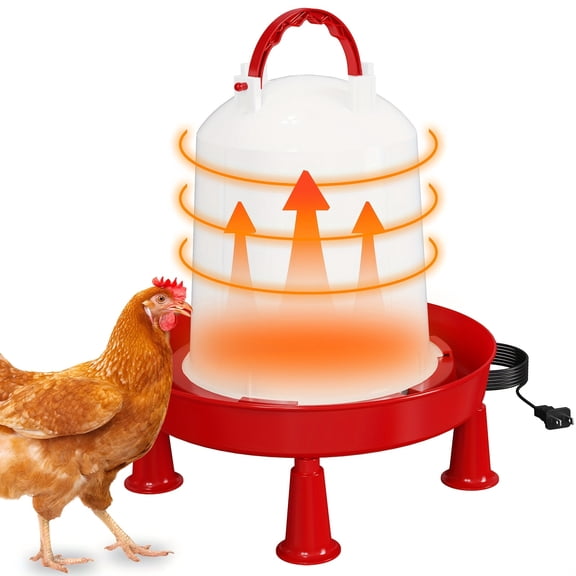 [All-Season Heated Poultry Waterer] 6L Heated Chicken Waterer 35W BPA-Free Auto-Fill with Leg Support, No Waste Poultry Heating Watering System for Chicken Coop Winter Use