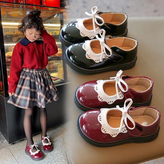 Viluyesy Girls Princess Sandals - Lace Bow Flat Soft Sole Low Heel Summer Dress Shoes Black Size 10.5