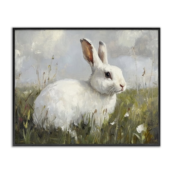 Stupell Industries Wild Bunny Portrait Black Framed Giclee Art design by Petal Prints Design, 11 x 14