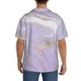 thumbnail image 5 of Easygdp Lavender Glitter Foil Stripes Men's Casual Short-sleeved Shirt with Pocket and Button Suitable for Beach Vacation Leisure - 3X-Large, 5 of 7