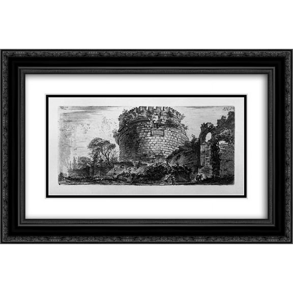 Giovanni Battista Piranesi 2x Matted 24x18 Black Ornate Framed Art Print 'Amphitheatre of Verona'