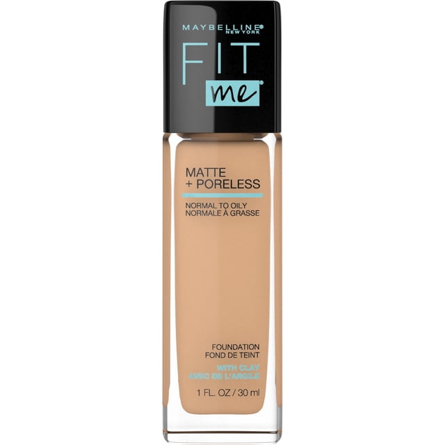 Fond de teint Fit Me Matte + Poreless Maybelline New York, Formule ultralégère qui contrôle la brillance, Pour peaux normales à grasses, 228 soft tan ,30 ml
