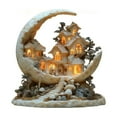 thumbnail image 3 of Bohemian Dream Moon Cabin Figurine - Boho Style Bedroom & Desktop Decoration, Whimsical Moon House Ornament for Home, Shelf, Mantel, Bohemian Decor Gift for Room Aesthetic, 6.7*8in, White, 3 of 6