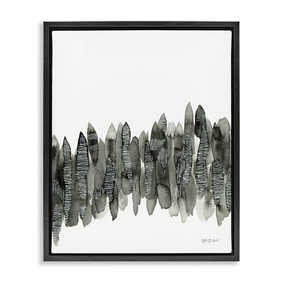 Stupell Industries Kindling Abstract Nature Abstract Painting Black Floater Framed Canvas Art Print Wall Art, 17 x 21