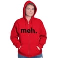 thumbnail image 4 of Meh Careless Sarcastic Satire Funny Unisex Fleece Graphic Zip Up Hoodie Brisco Brands 4X, 4 of 5