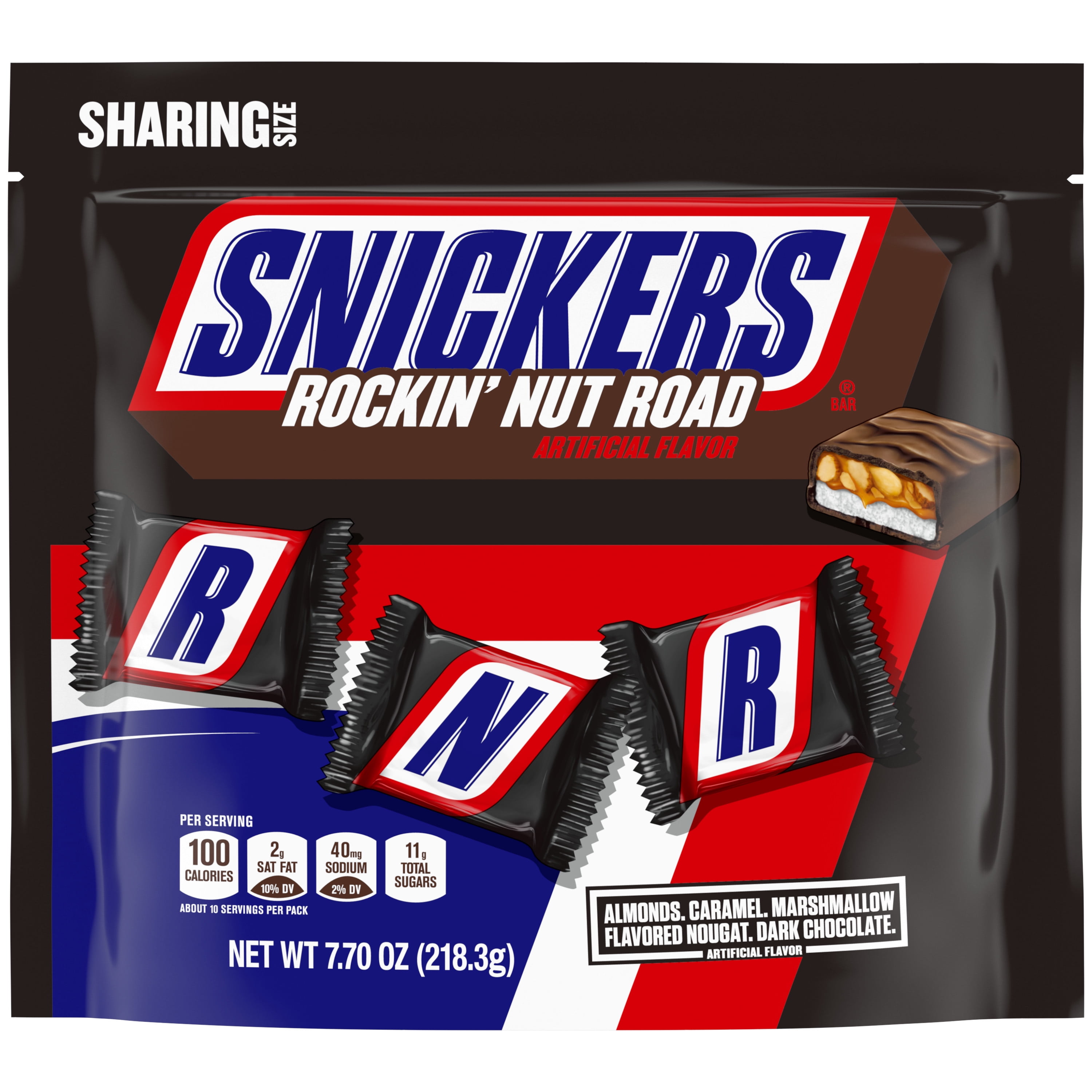 Snickers Rockin&amp;#39; Nut Road Dark Chocolate Bars, Sharing Size - 7.7 oz ...