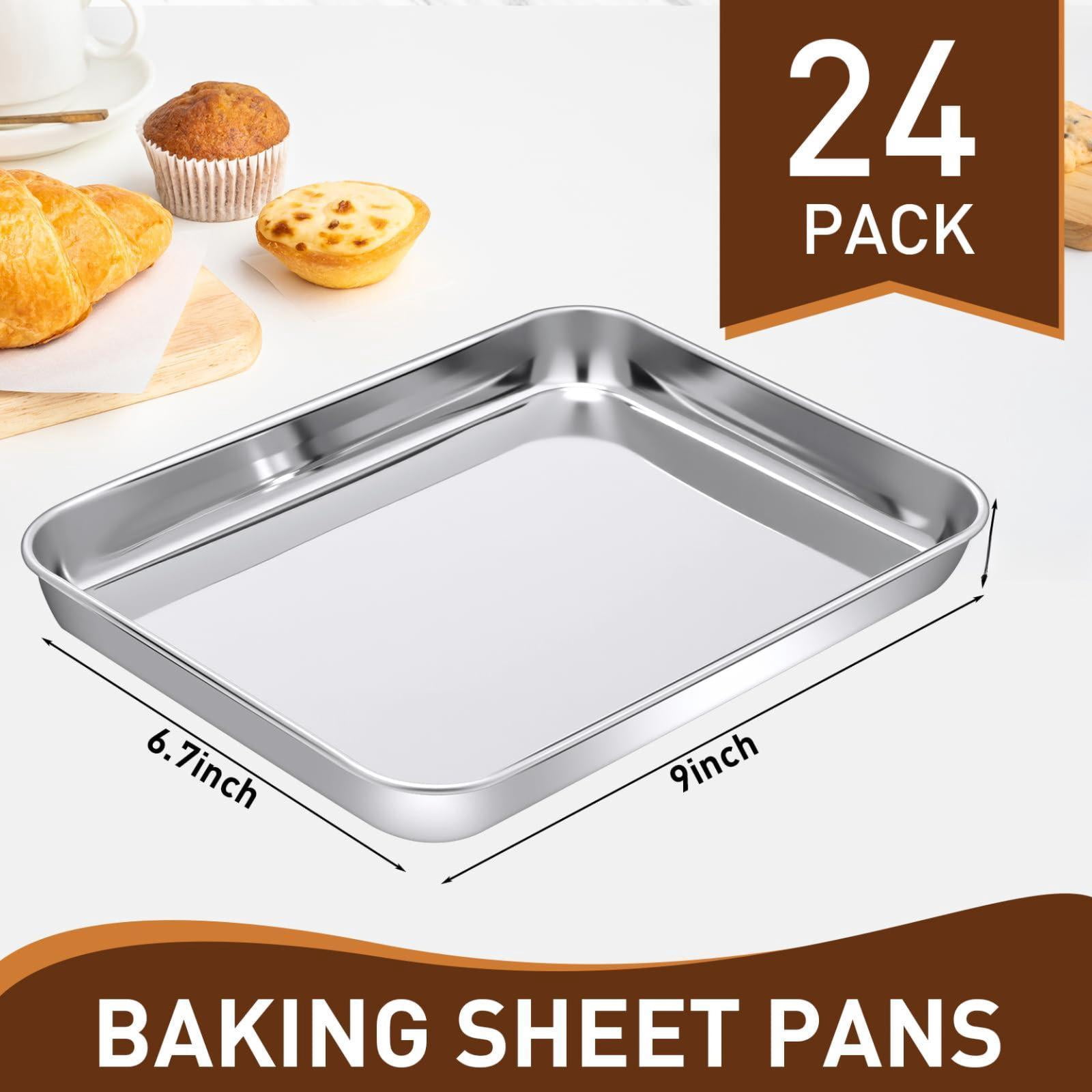 Stainless Steel Baking Sheet Pan Set 9 x 6.7 x 1 Inch 24 Count For Oven Toaster Use