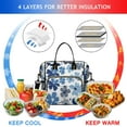 thumbnail image 4 of OBREWU Blue Pioneer Flower Women's Insulated Leakproof Large Lunch Bag, Oxford Cloth, 4 of 7