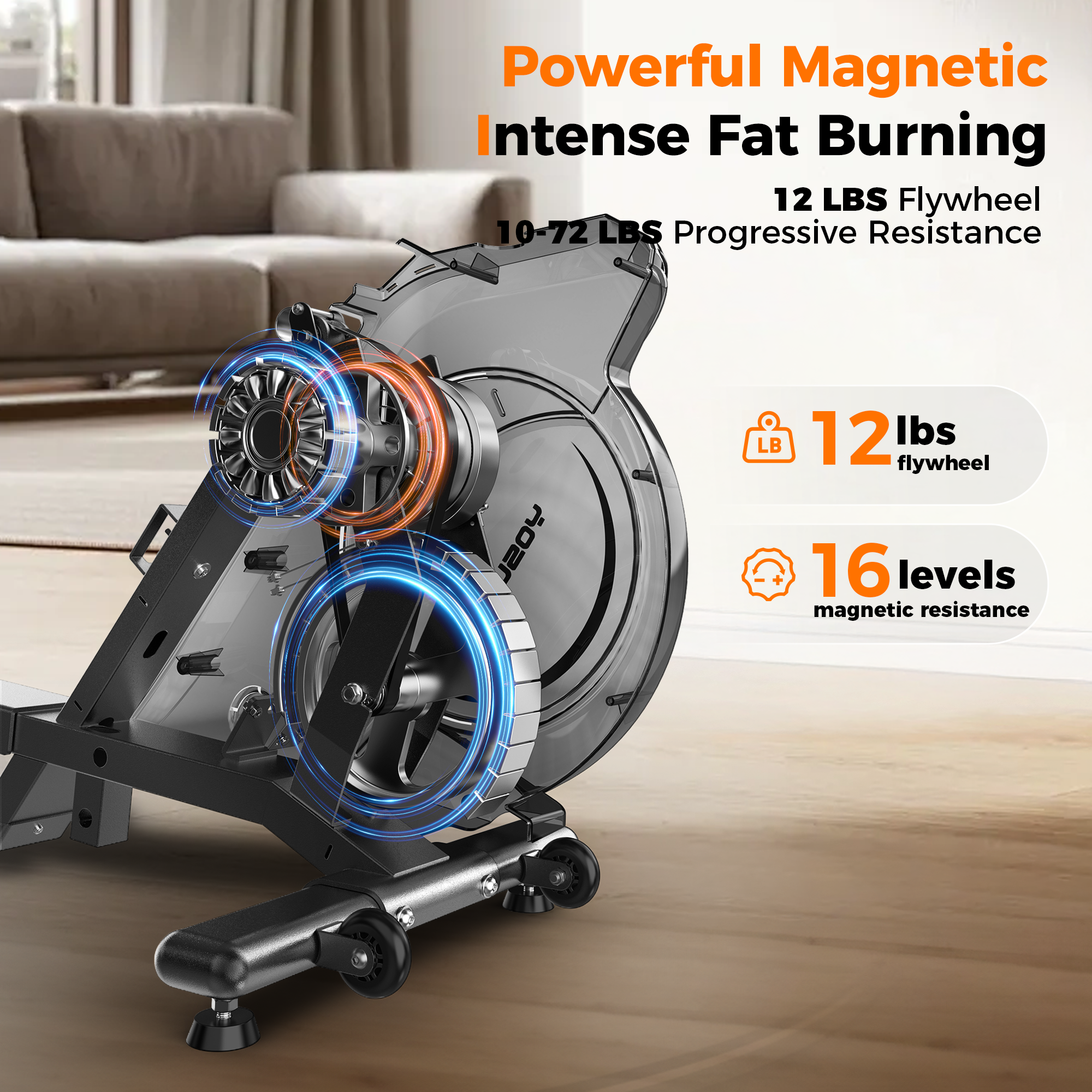 Yosuda Magnetic Rowing Machine, 350 lbs, 16 Levels photo 4