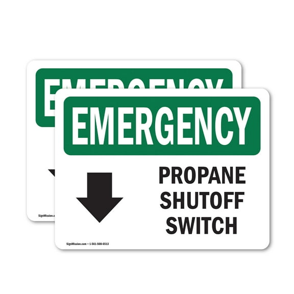(2 Pack) Electrical Propane Shutoff Switch With Symbol OSHA Emergency Sign
