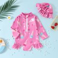 thumbnail image 6 of Toddler Swimsuit Girl Summer Toddler Girls Long Sleeve Ruffles Prints Swimwear Beach Swimsuit Bikini Swimsuits for Teens Hot Pink 18 Months-24 Months, 6 of 7