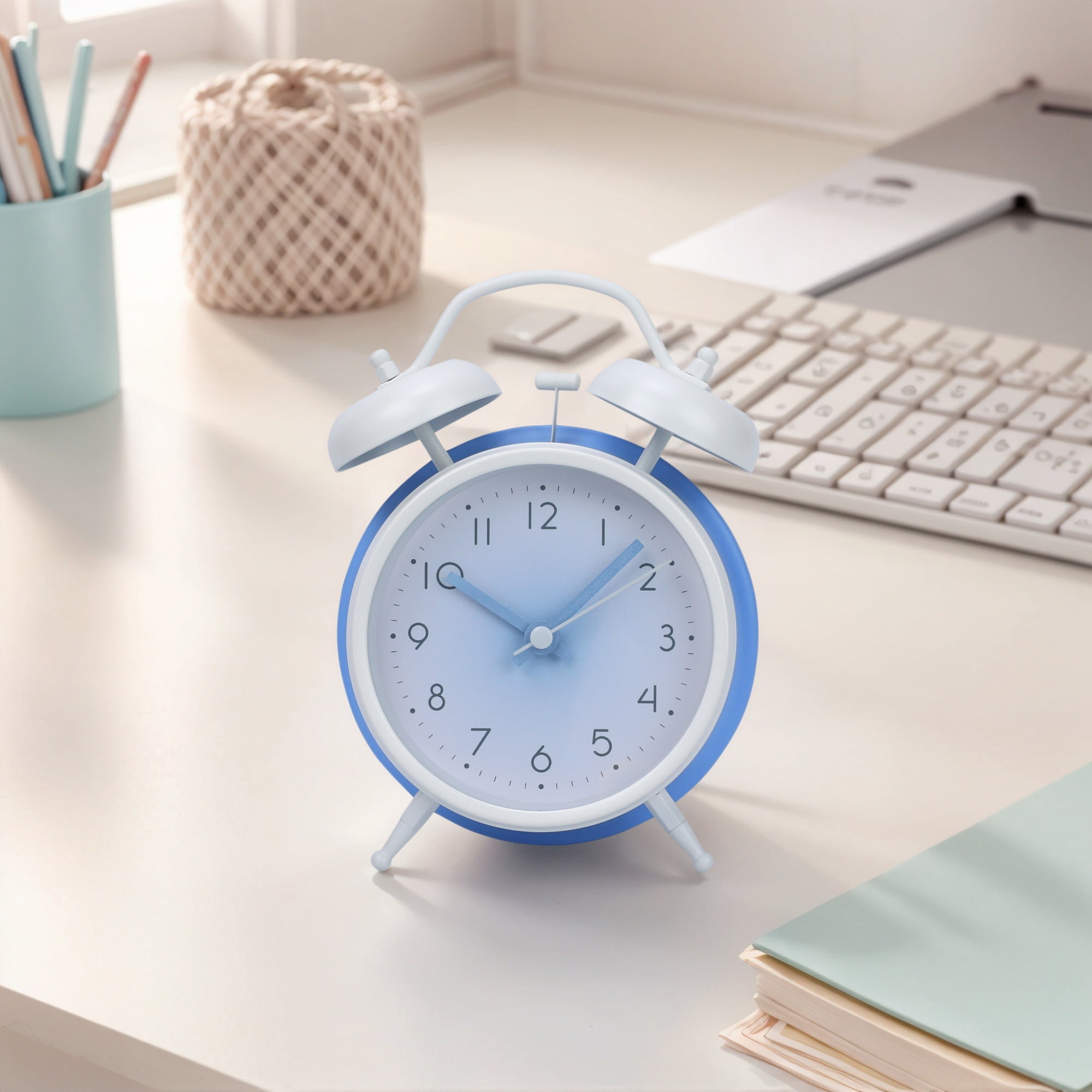 Unique Bargains Gradients Alarm Clock with Dual Bells Blue 4.6"L x 2.2"W x 6.3"H