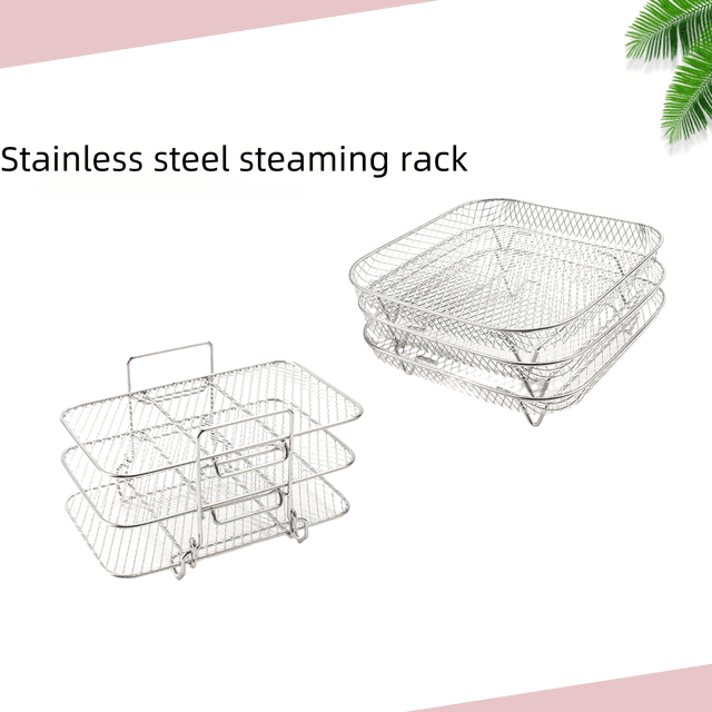 Parrilla para barbacoa, freidora de aire, rejilla para freidora de aire, accesorios para freidora de aire, rejilla para cocinar al vapor, parrilla de acero inoxidable, red para parrilla
