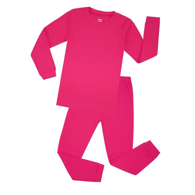 Elowel Ensemble Pyjama 2 Pièces Garçon Garçon Rose Chaud 100% Coton Taille 12 M -12 Ans