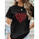 thumbnail image 1 of Women'S Valentine Heart of Cats T-Shirt, Casual Crew Neck, Polyester 95% Spandex 5%, Slight Stretch, Knit Fabric, 180g/m², Summer Short Sleeve Top with Printed Design Tee For Adult, Men, Women, Teen,, 1 of 6