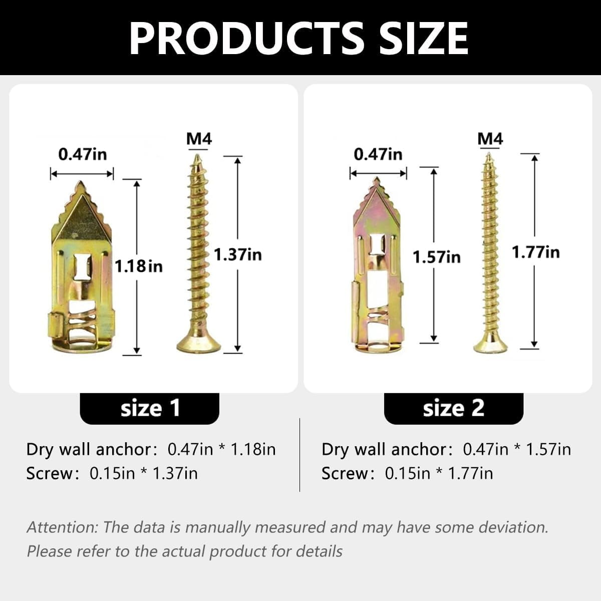 Self Drilling Drywall Anchors and Screws,Dry Wall Anchors Heavy Duty,Drywall Screws and Anchors Repair Tools for Wet and Drywall Fixing Picture,Furniture,Flags,Outdoor Decor (20, 1.18in)