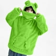 thumbnail image 5 of Miluxas Frog Hoodie Teen Girls Cute Oversized Hoodies Women Sweatshirt Solid Casual Pullover Tops with Pocket Green XL(XL), 5 of 9