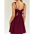 thumbnail image 5 of Womens 2025 Mini Sleeveless Dress Backless Tie Square Neck Short Party Dress Wine Red L, 5 of 9
