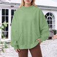 thumbnail image 2 of idosla Mock Neck Sweatshirt Women Oversized Turtleneck Pullover Long Sleeve Tops Fall Fashion Y2K Outfits With Pockets (Green, S), 2 of 4