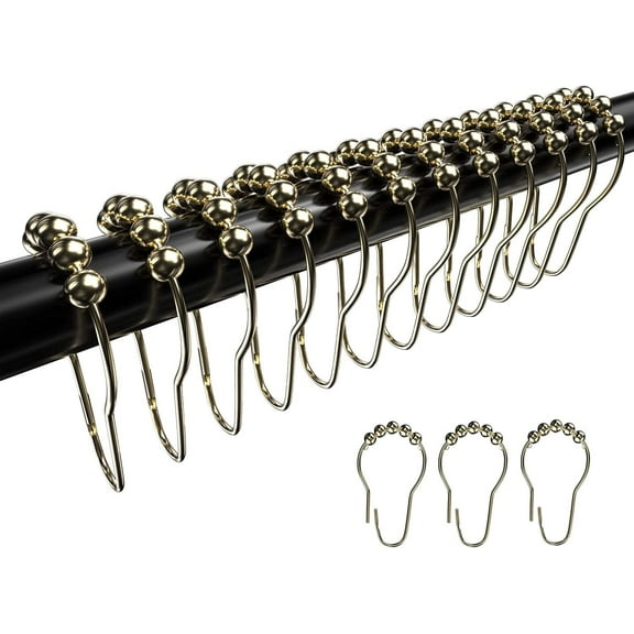 Shower Curtain Hooks Rings, Stainless Steel Shower Curtain Rings for Shower Rods，Rustproof Hook for Bathroom Curtains,Set of 12