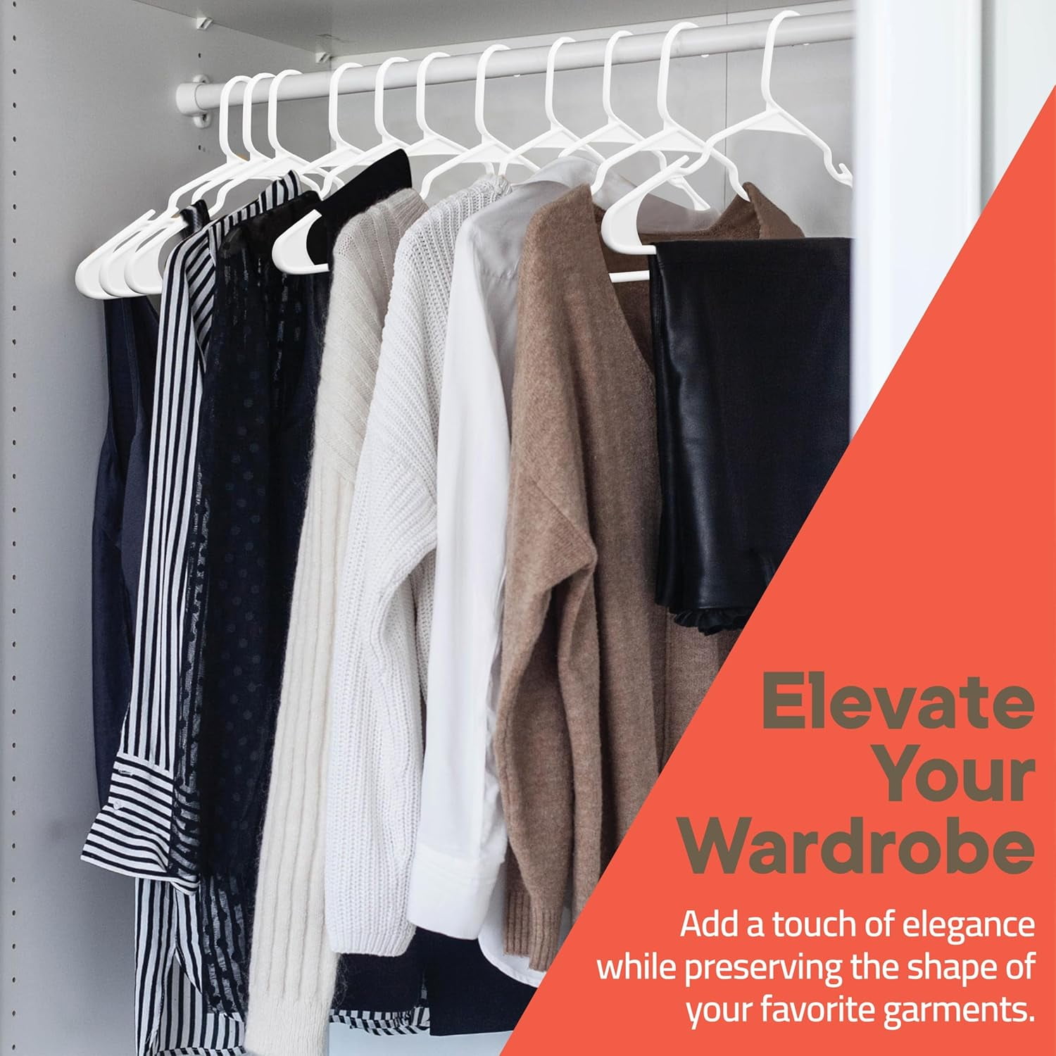 White plastic hangers 20 Pack– Heavy-Duty Plastic Hangers Slim and Space-Saving Hangers, Durable & Lightweight PP Hangers with Non-Slip Shoulder Notches for Slip Dresses, Suits, Jackets & Camisoles