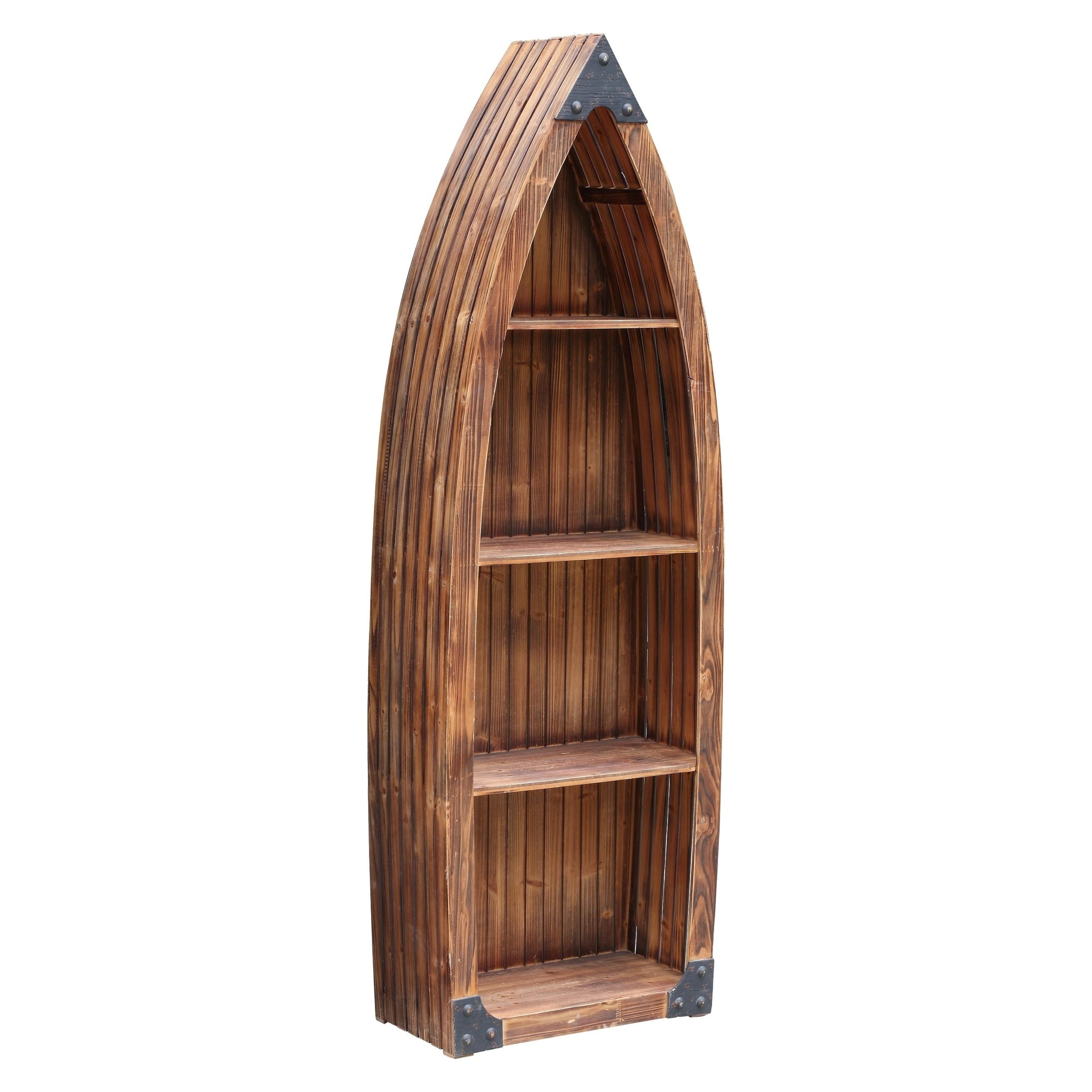 Mountain View Rustic Wood Canoe 3 Shelf Bookcase Walmart Com Walmart Com