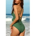 thumbnail image 5 of Women's V Neck One Piece Swimsuits Ruffled Lace Up Monokini Swimwear, 5 of 6