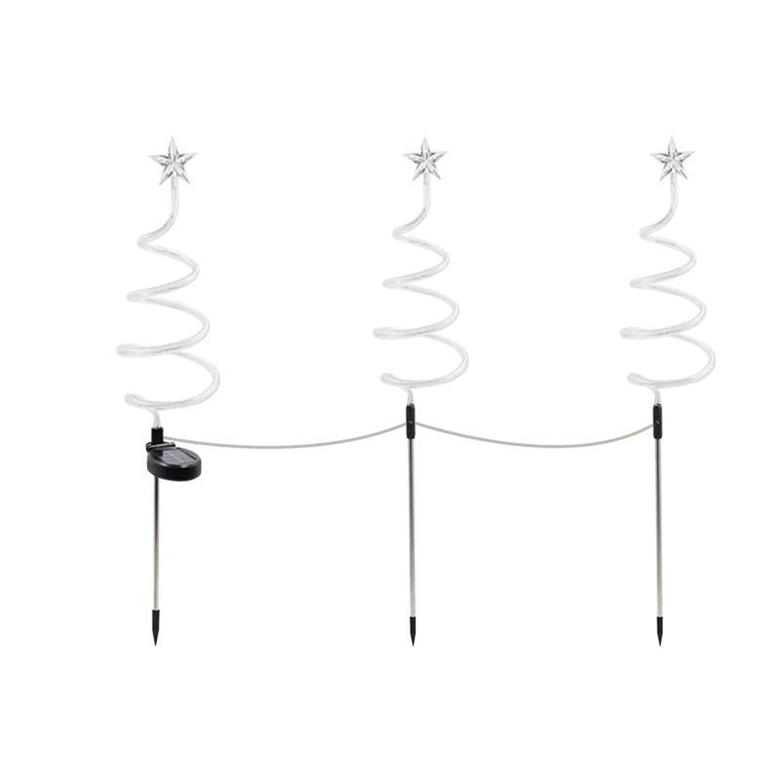 GiLiling Outdoor Solar Powered LED Spiral Tree Christmas Channel Light, Set of 3 Christmas Decorations, Waterproof Design for Enhanced Night View and Holiday Atmosphere