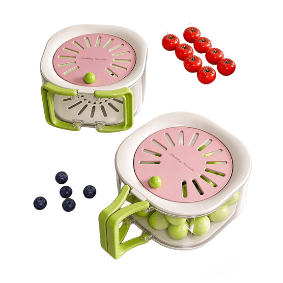 2Pk 3-in-1 Fruit Cleaner & Veggie Wash Bowl Strainer - Collapsible Fruit & Berry Basket & Fridge Storage